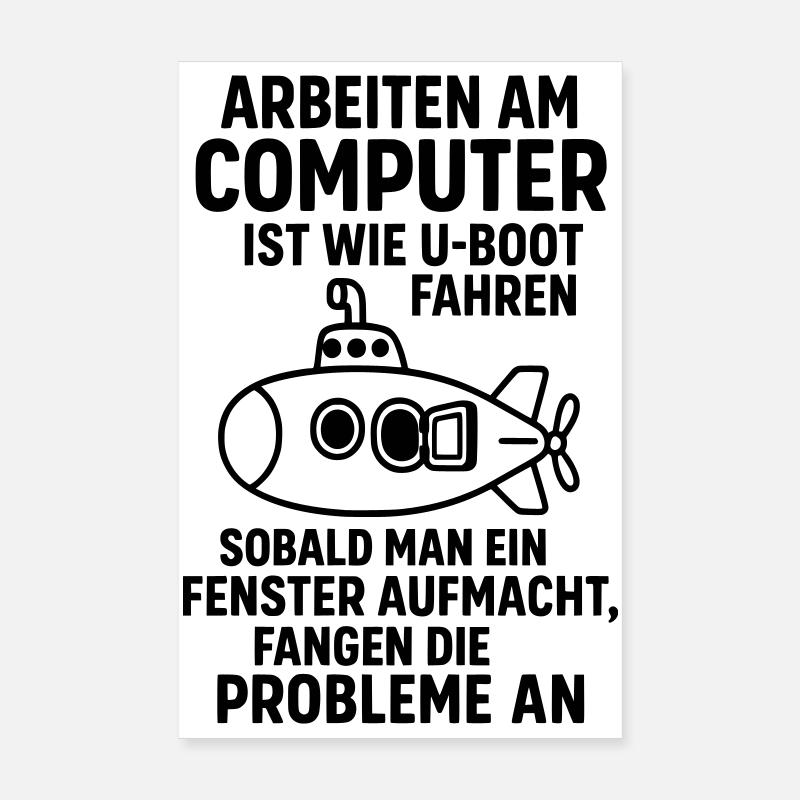Problèmes de blague informatique Fenêtre ouverte Sous-marin Poster 20 x 30 cm