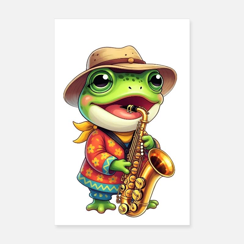 Ästhetischer Frosch spielt Saxophon Poster 20x30 cm