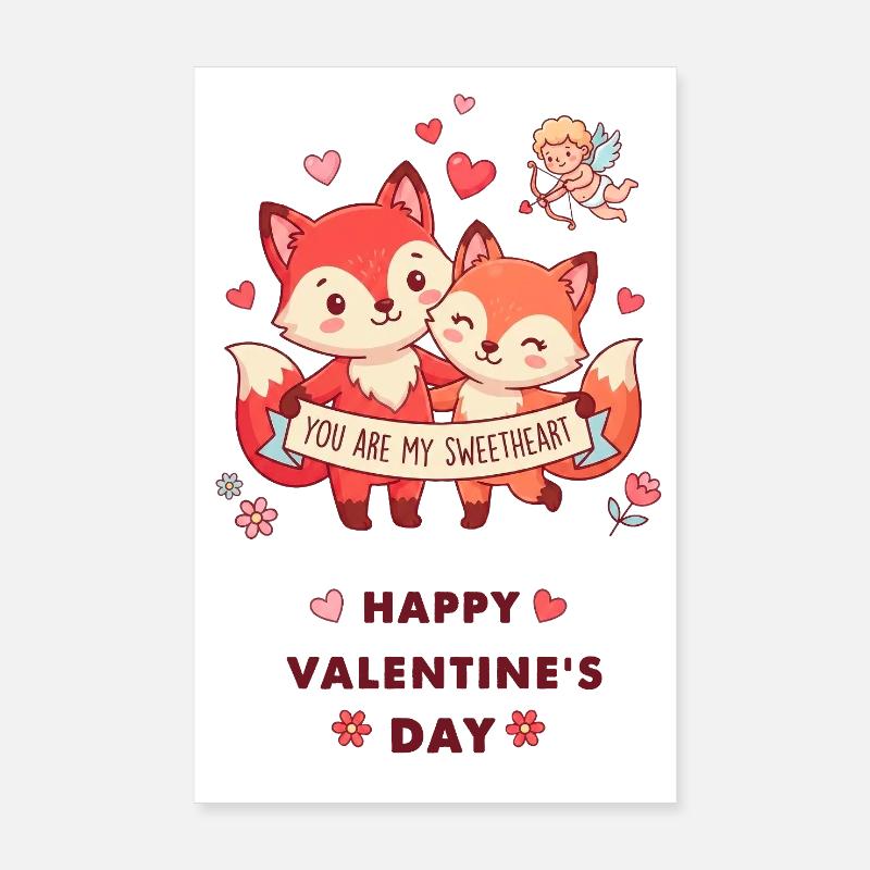 Renards complices de Saint-Valentin Poster 20 x 30 cm