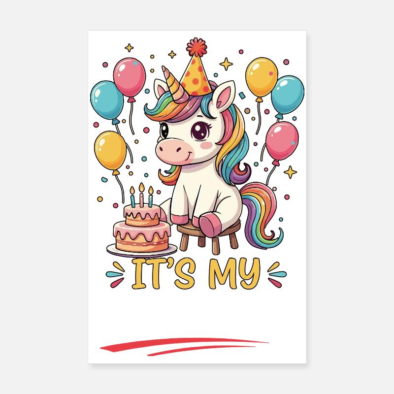 Licorne mignonne, c’est mon anniversaire Poster 20 x 30 cm