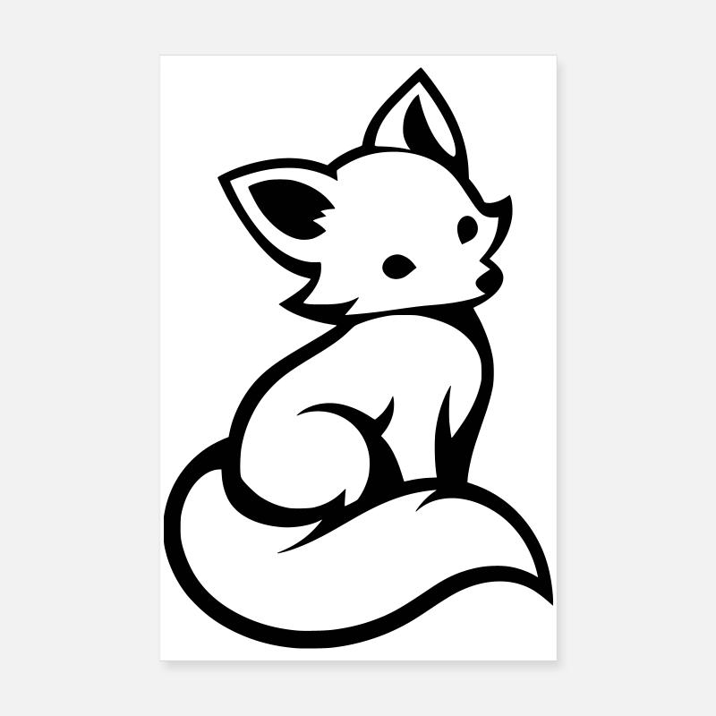 Silhouette minimaliste de renard mignon Poster 20 x 30 cm