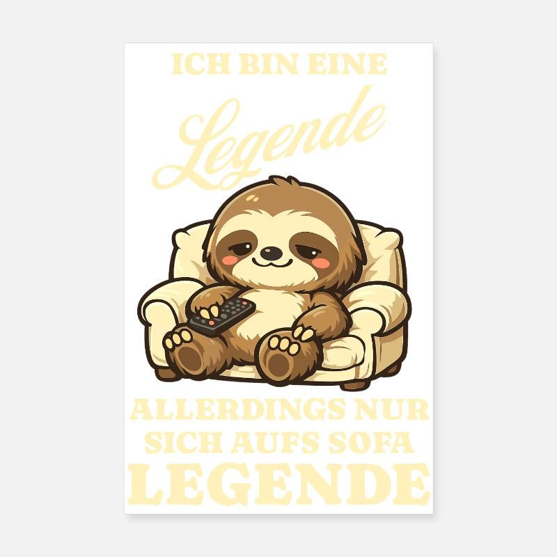 Sloth Series Evening Sofa Saying Funny Poster 8" x 12" (20x30 cm)