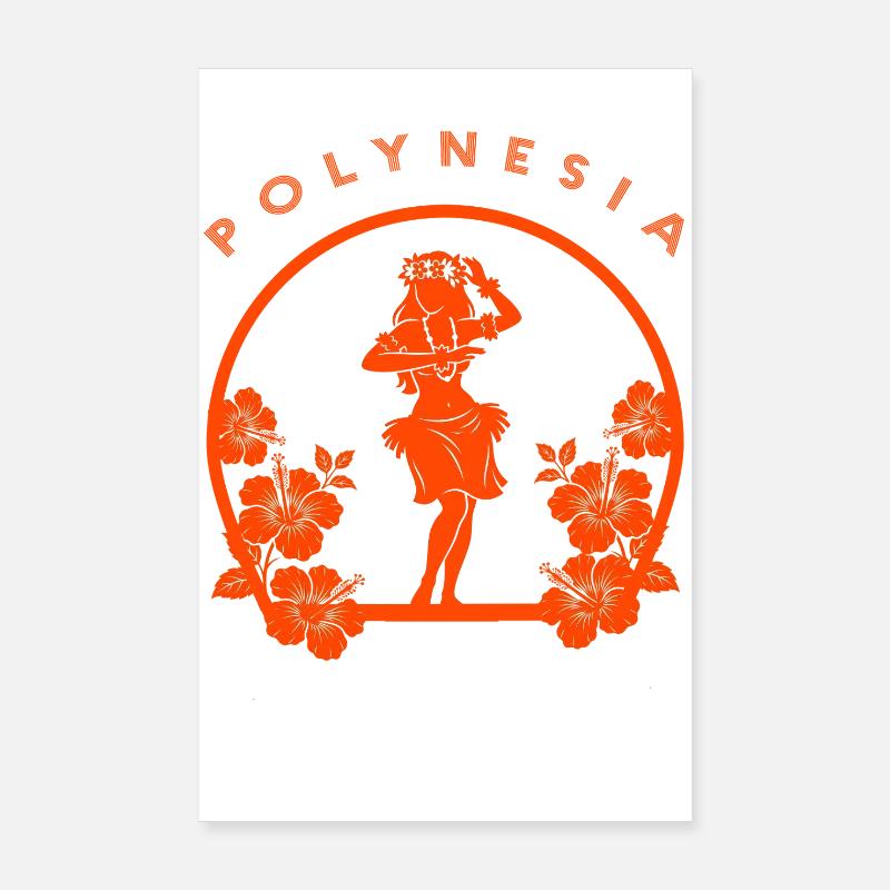 Polynesia Aloha Hula Dancer & Hibiscus Flower Poster 8" x 12" (20x30 cm)
