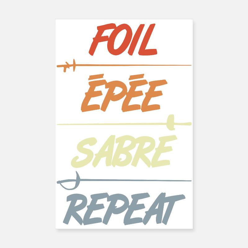 Répétition du sabre épée en feuille d’aluminium Poster 20 x 30 cm