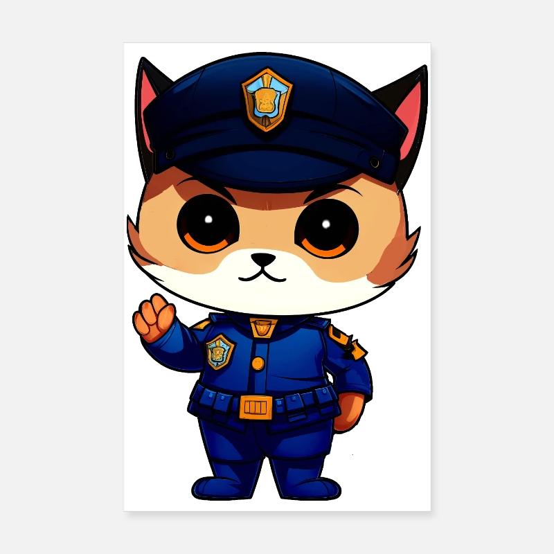 Cat Policeman Poster 8" x 12" (20x30 cm)