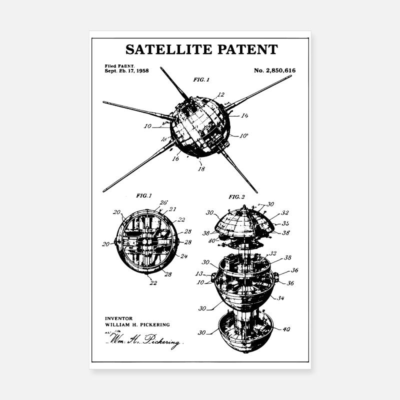 Brevet sur le plan satellite Poster 20 x 30 cm