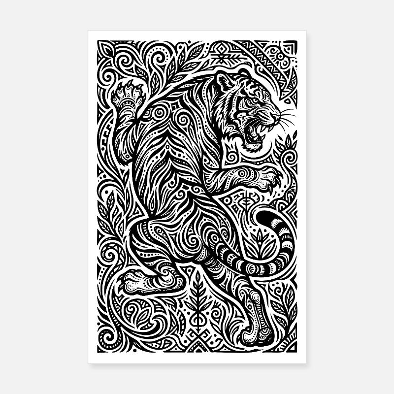 Tiger Ornament Muster Poster 20x30 cm