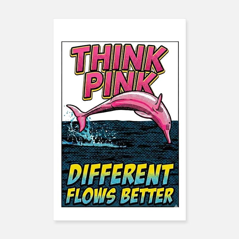 Think Pink Dolphin: Fließt besser Poster 20x30 cm