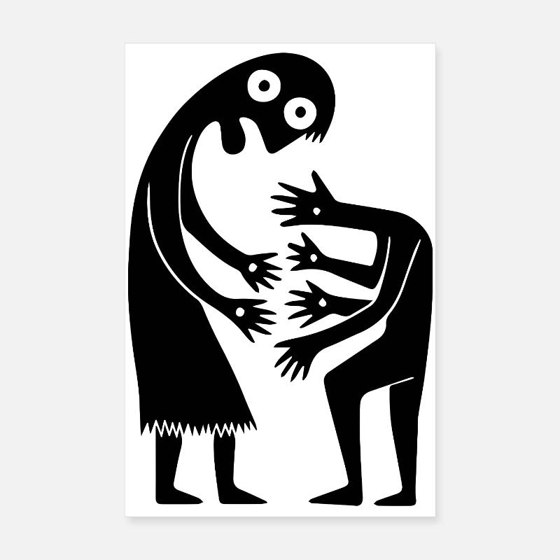 Figures abstraites rencontrent un monochrome créatif Poster 20 x 30 cm