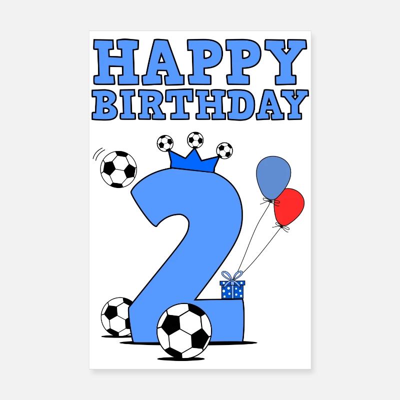 Joyeux anniversaire 2e anniversaire pour garçon Poster 20 x 30 cm