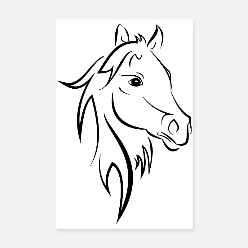 Cheval - Poster 20 x 30 cm - blanc
