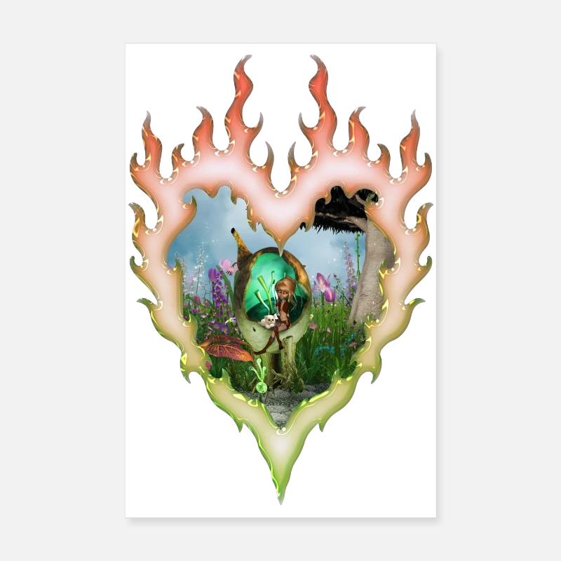 Kleine Fee mit ihrer Katze Poster 20x30 cm