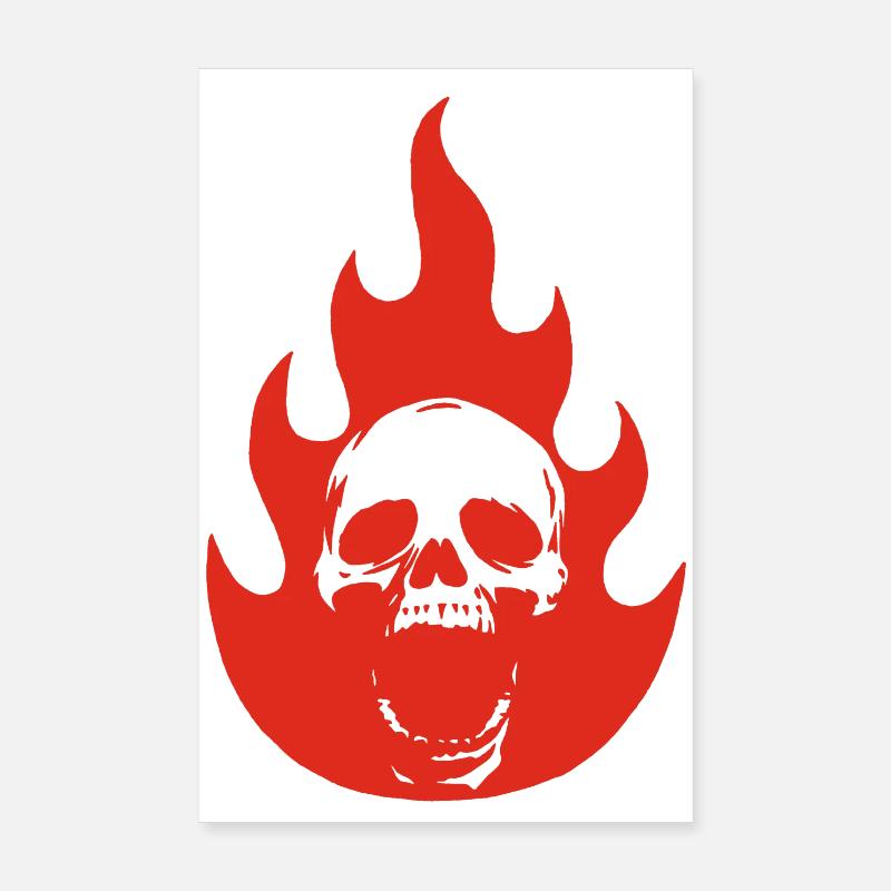 Skull and red flame Poster 8" x 12" (20x30 cm)