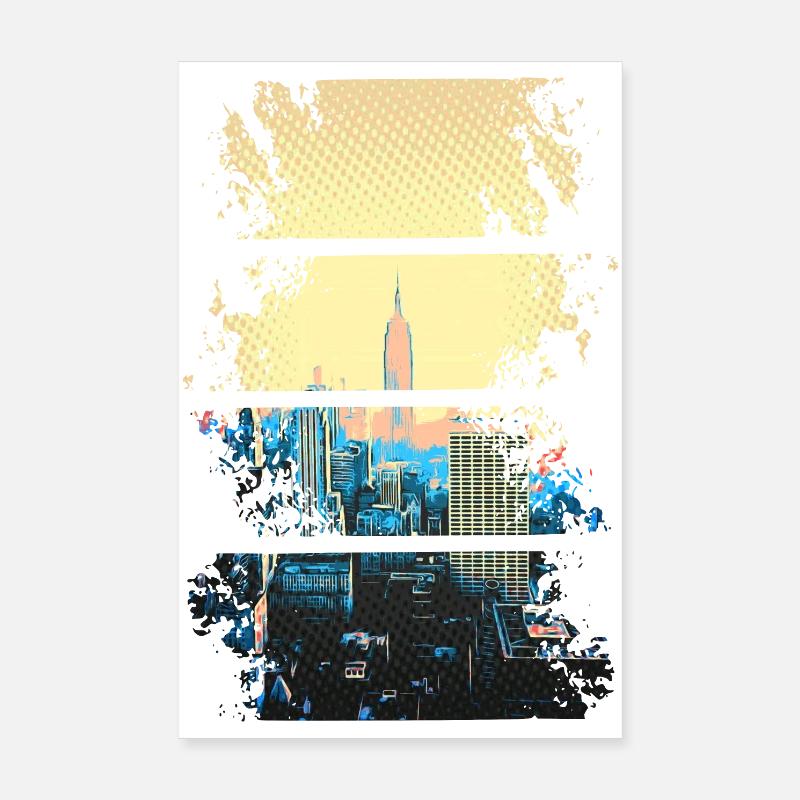 Silhouette NYC en teintes néon Poster 20 x 30 cm