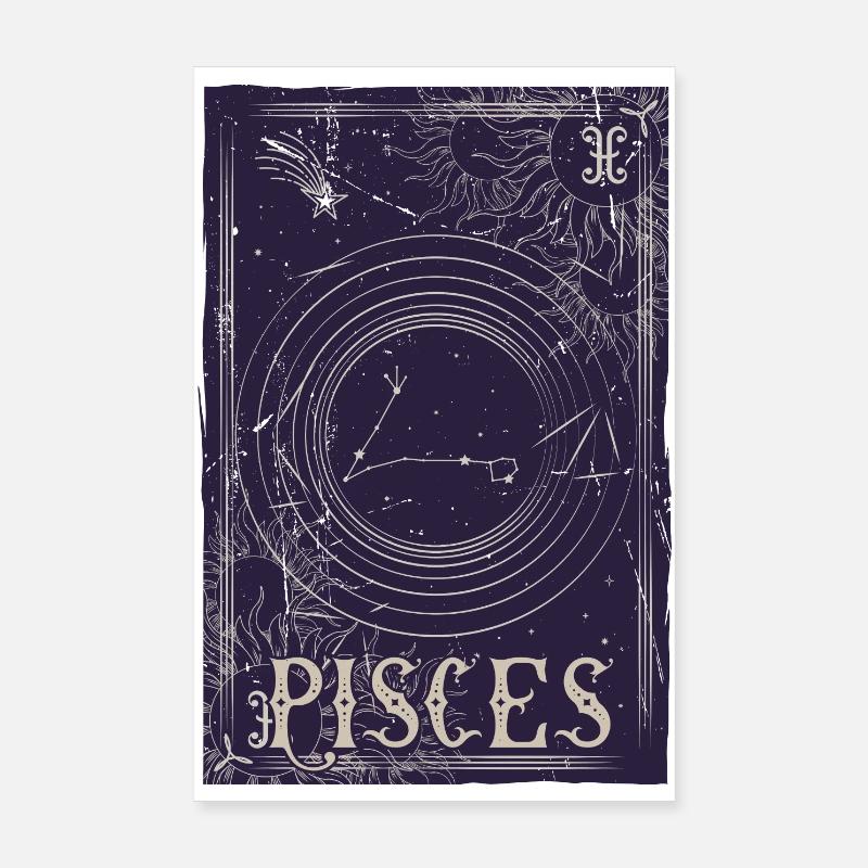 Pisces Zodiac Constellation Circle Poster 8" x 12" (20x30 cm)