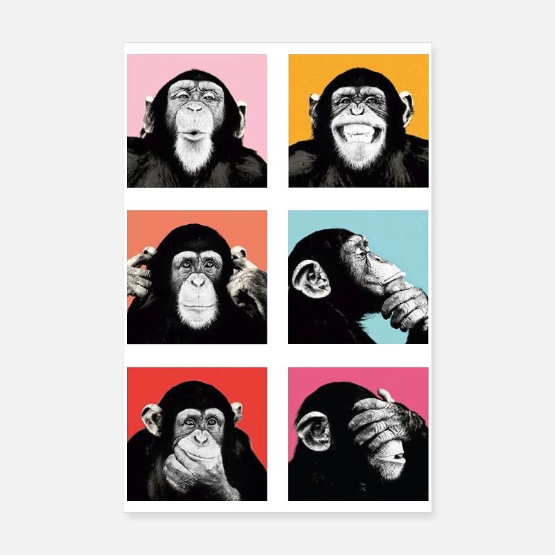 Pop-Art Affe Farbexplosion Poster 20x30 cm