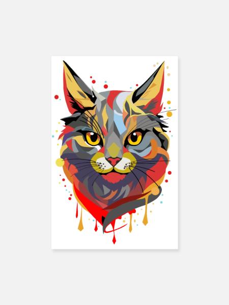 Katzenkopf - Poster 20x30 cm - Weiß - Vorne