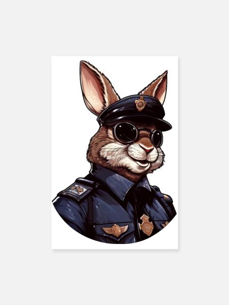 Police des lapins - Poster 20 x 30 cm - blanc - Devant