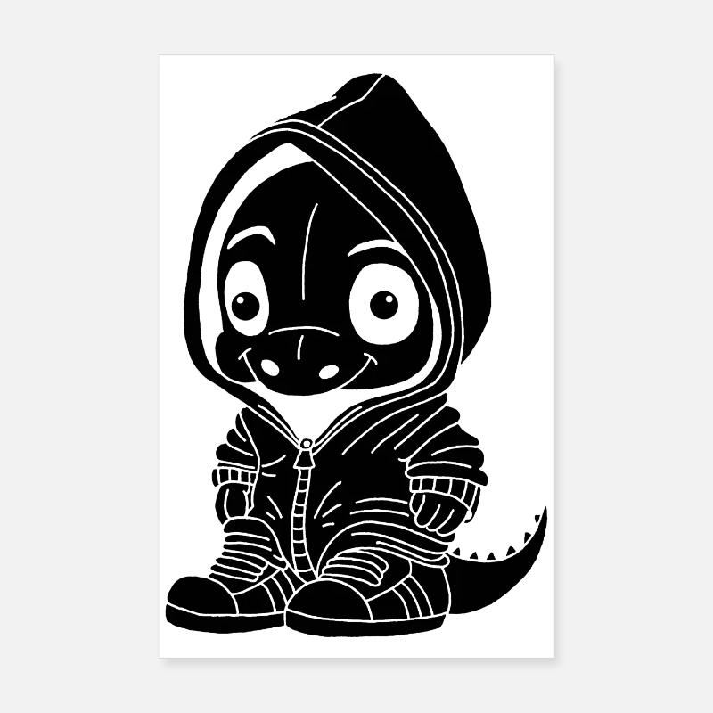 Small Dinosaur (Black) Poster 8" x 12" (20x30 cm)