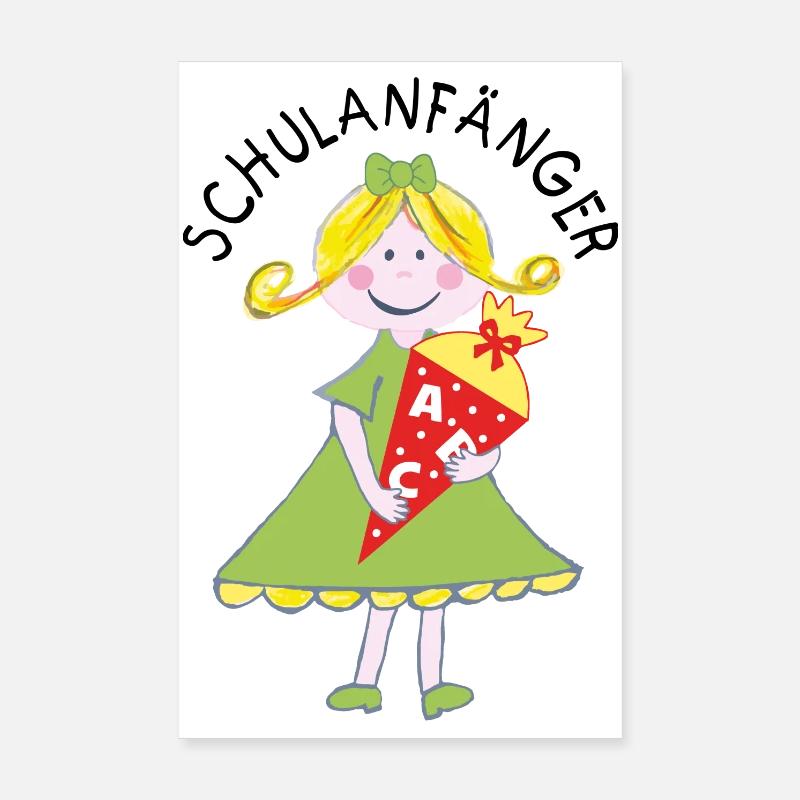 Débutants à l’école 2026 - Fille avec cône d’école Poster 20 x 30 cm