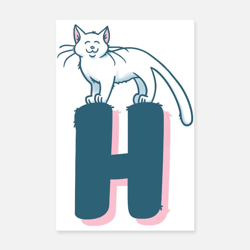 Lettre H du chat Poster 20 x 30 cm