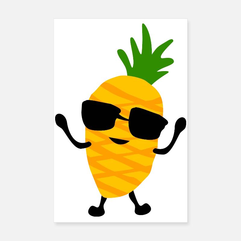 Pineapple with glasses - Poster 20x30 cm - Weiß