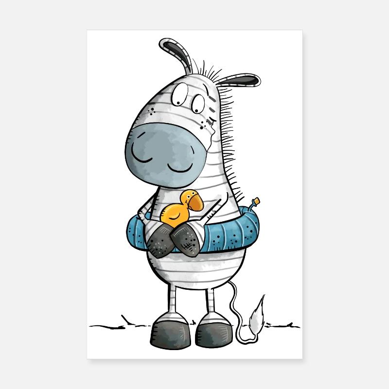 Zebra Summer Beach Float Poster 8" x 12" (20x30 cm)