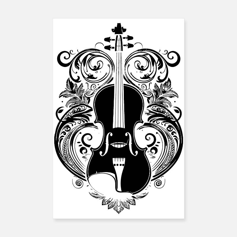 Fiddle Cartoon Style Poster 8" x 12" (20x30 cm)