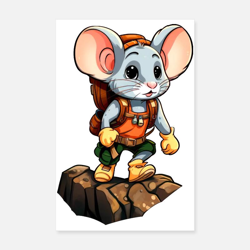 Mäuse Bergsteiger / Wandern Maus Poster 20x30 cm
