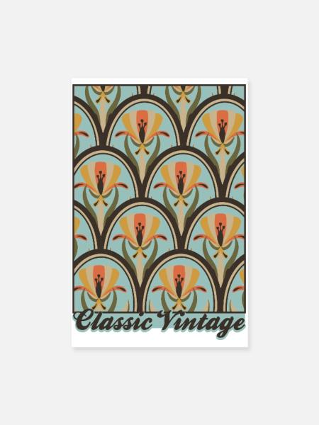 Classic Vintage – Jugendstil Muster - Poster 20x30 cm - Weiß - Vorne