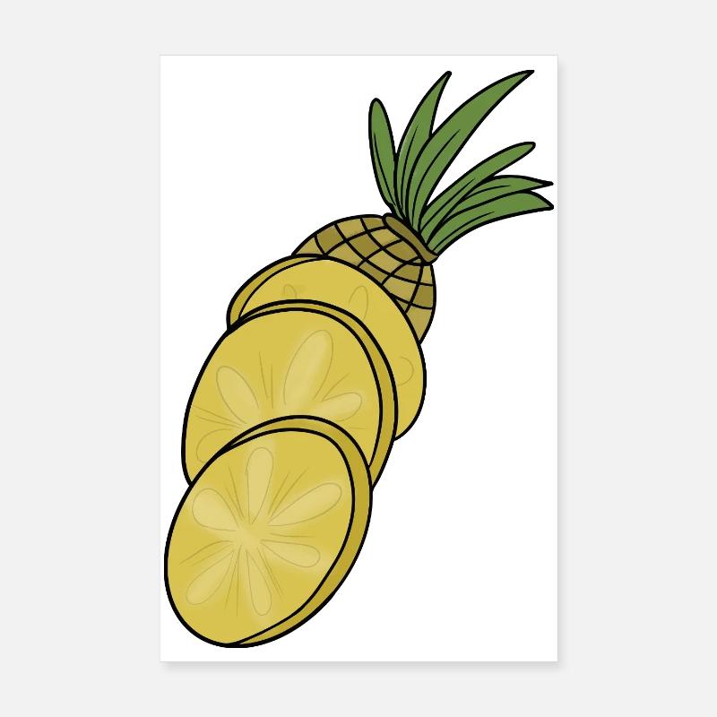 Illustration de dessin animé d’ananas tranché Poster 20 x 30 cm