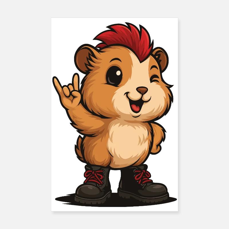 Punk Rock Cochon d’Inde Poster 20 x 30 cm