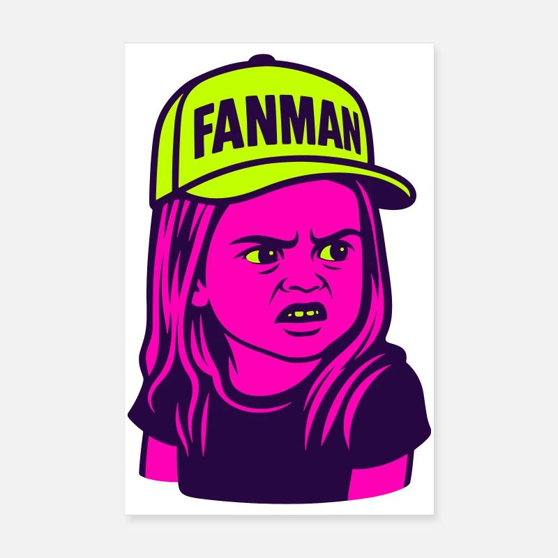 FANMAN Pop-Art-Mädchen mit Cap - Poster 20x30 cm - Weiß