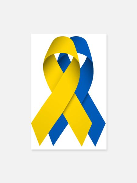 Zwei Schleifen für die Ukraine - Poster 20x30 cm - Weiß - Vorne
