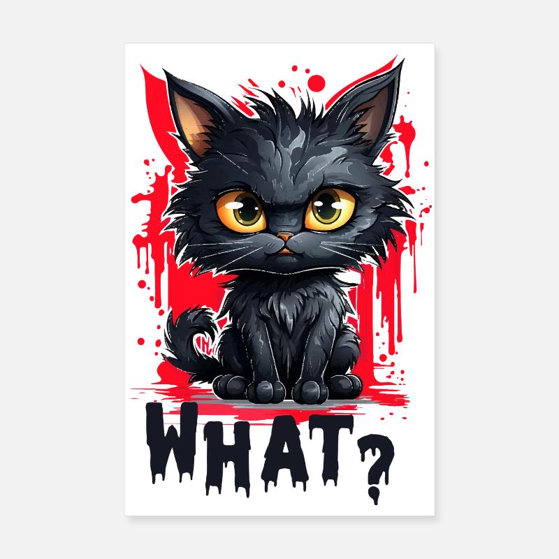 Creative cat illustration darken thoughts Poster 8" x 12" (20x30 cm)