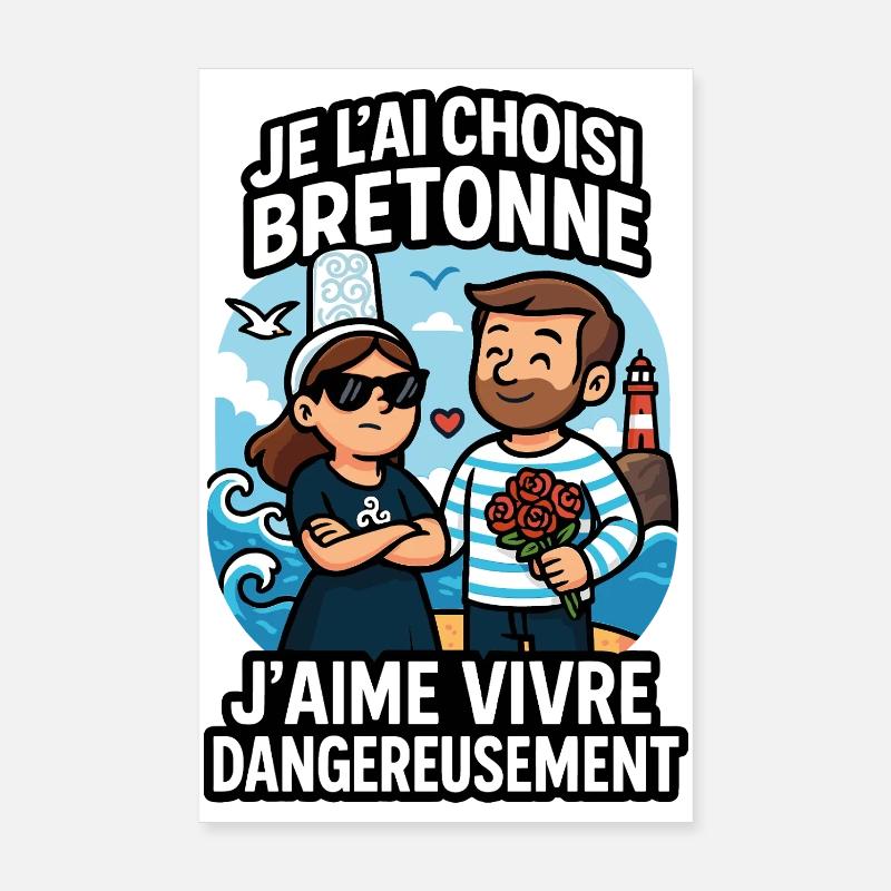 I chose it Breton humor couple brittany Poster 8" x 12" (20x30 cm)