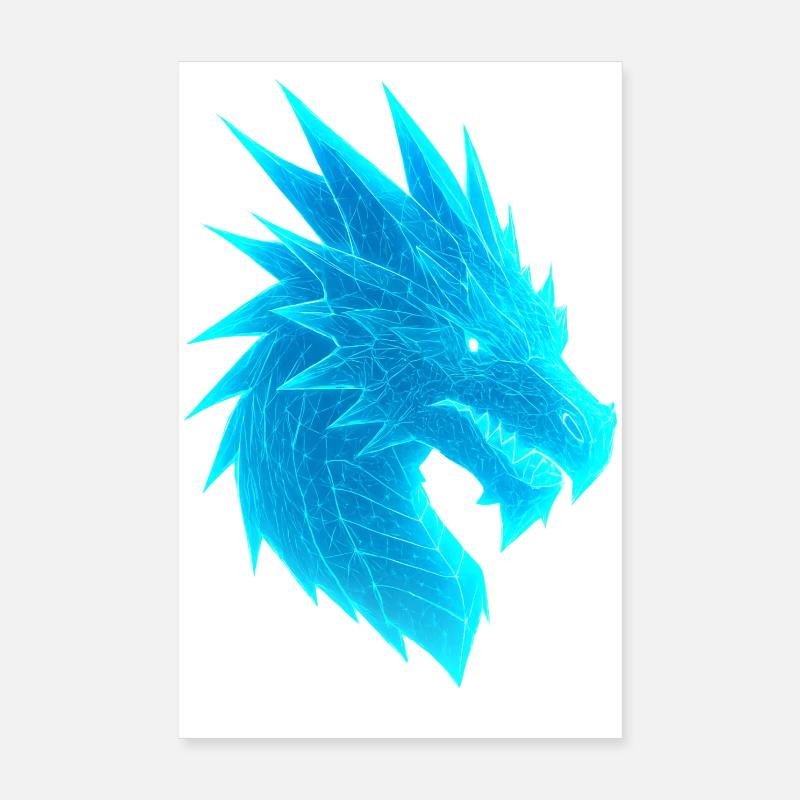 Elektrischer Drachenkopf - Poster 20x30 cm - Weiß
