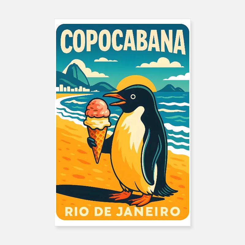Copocabana Pingouin Rio Affiche Poster 20 x 30 cm