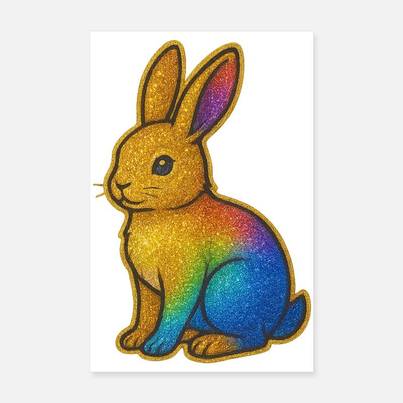 Bunter Glitzerhase - Poster 20x30 cm - Weiß
