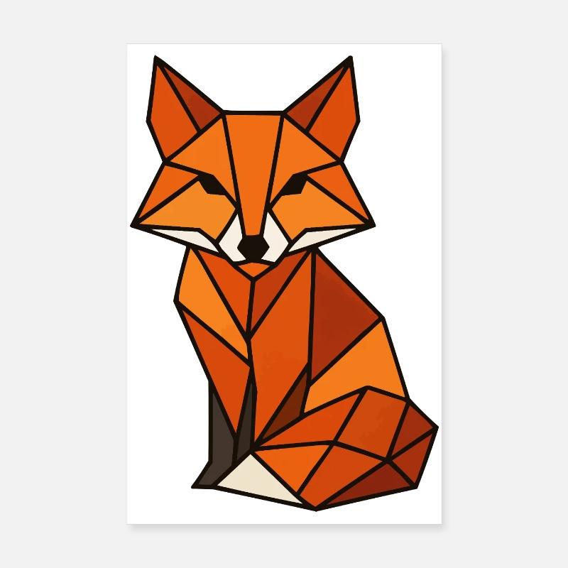 Triangles géométriques en renard Poster 20 x 30 cm