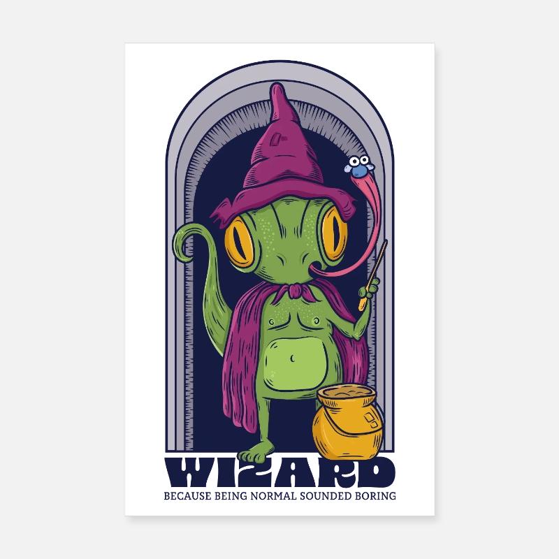 sorcier Lizadr reptile étrange dessin animé Poster 20 x 30 cm