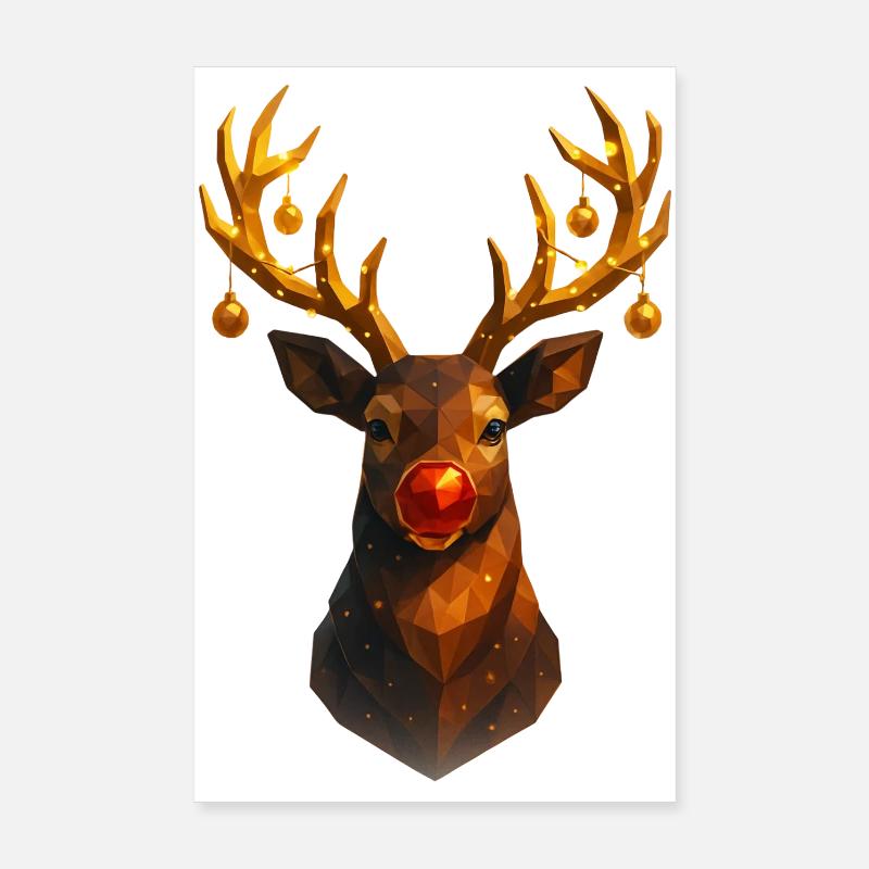 Weihnachten Rentier Low Poly Poster 20x30 cm