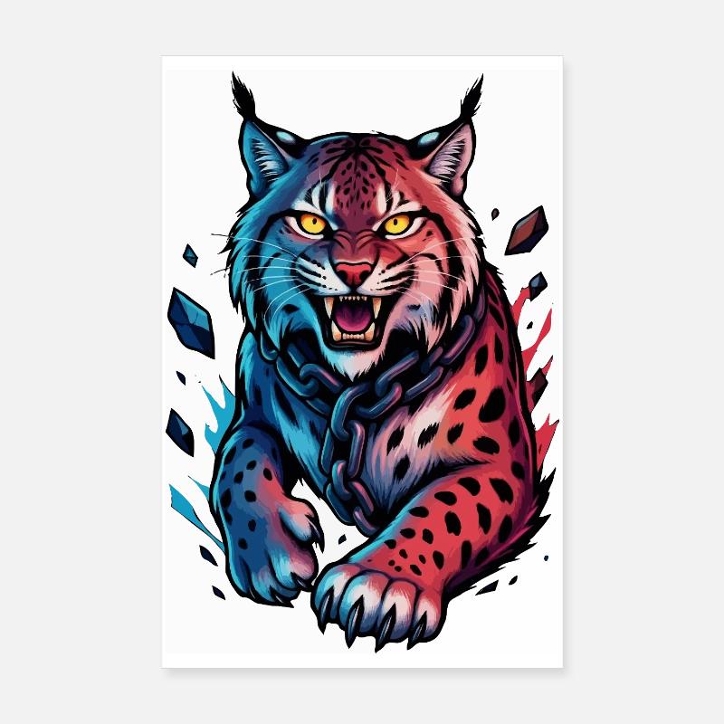 Luchs im Angriff Poster 20x30 cm