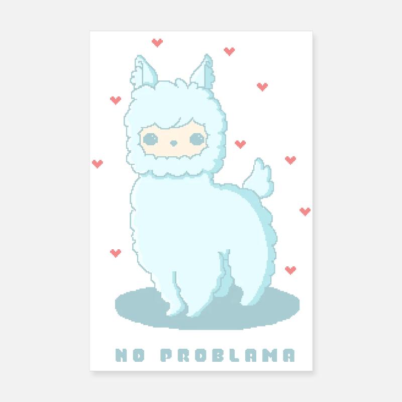 No Problama – Lustiges Lama Design - Poster 20x30 cm - Weiß