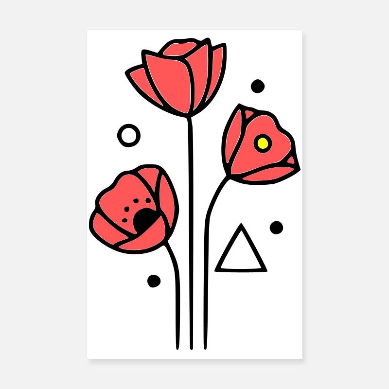 mohnblume-mohnblumen-minimalistisch-line-art-4 Poster 20x30 cm