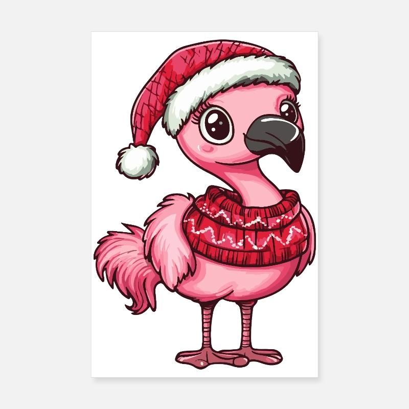 Flamingo Weihnachten Poster 20x30 cm