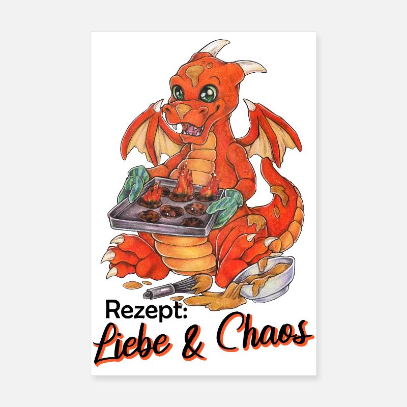 Witziger Drache Plätzchen Backen Weihnachten Poster 20x30 cm