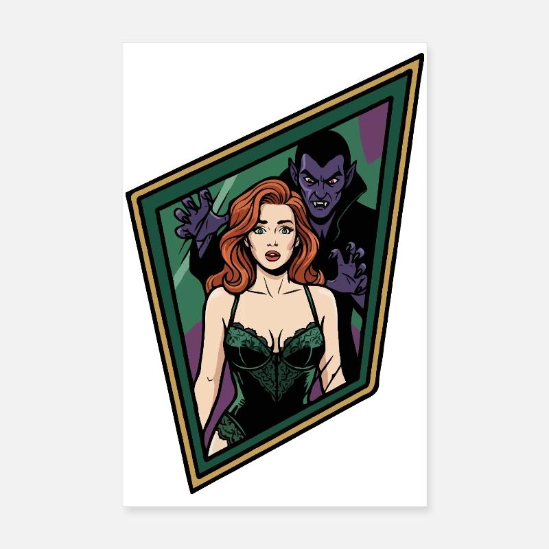 Ingwer-Pin-up mit Vampir Poster 20x30 cm