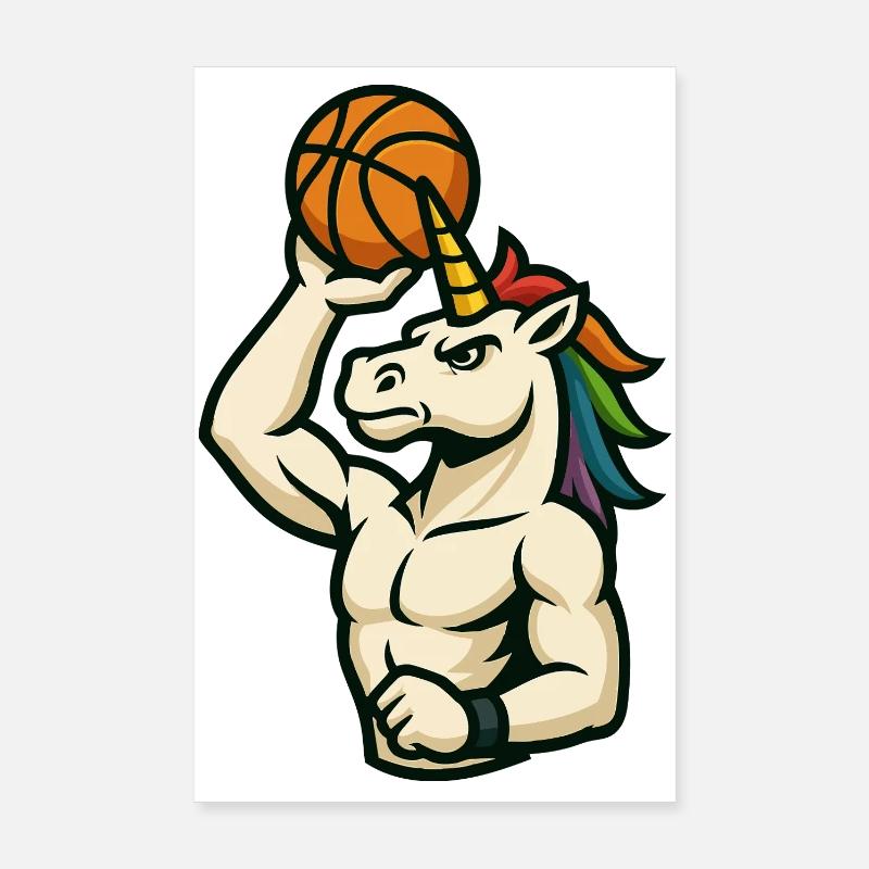 Dunking Unicorn Hoops Poster 20 x 30 cm