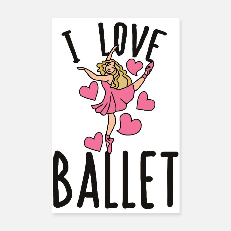 I Love Ballet Dancer Hearts Poster 8" x 12" (20x30 cm)